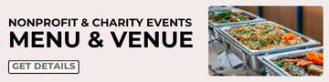 Banner for nonprofit and charity menu and venue campaign