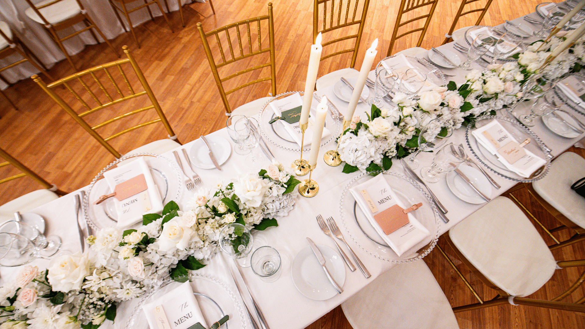 Wedding table served at Waterfront Park in Calgary
